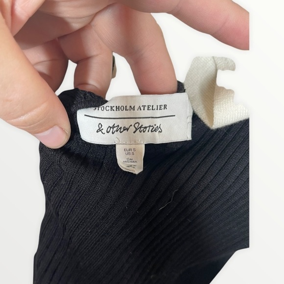 NEW & OTHER STORIES Square Back Tie Black Ribbed Midi Sweater Dress,  Size Small - Picture 5 of 6